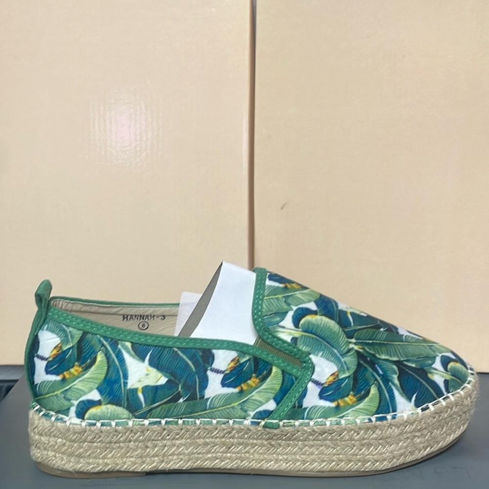 Tropical Green Espadrille Slip-On Shoes